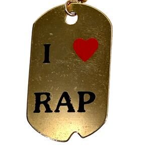 Vintage 90s Razor Blade I Love Rap Earrings Gold Tone Hip Hop Statement
